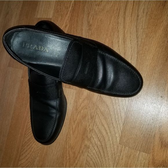 Prada Men's Saffiano Leather Black Loafers 2DC213 Size 11 GC - Picture 9 of 16